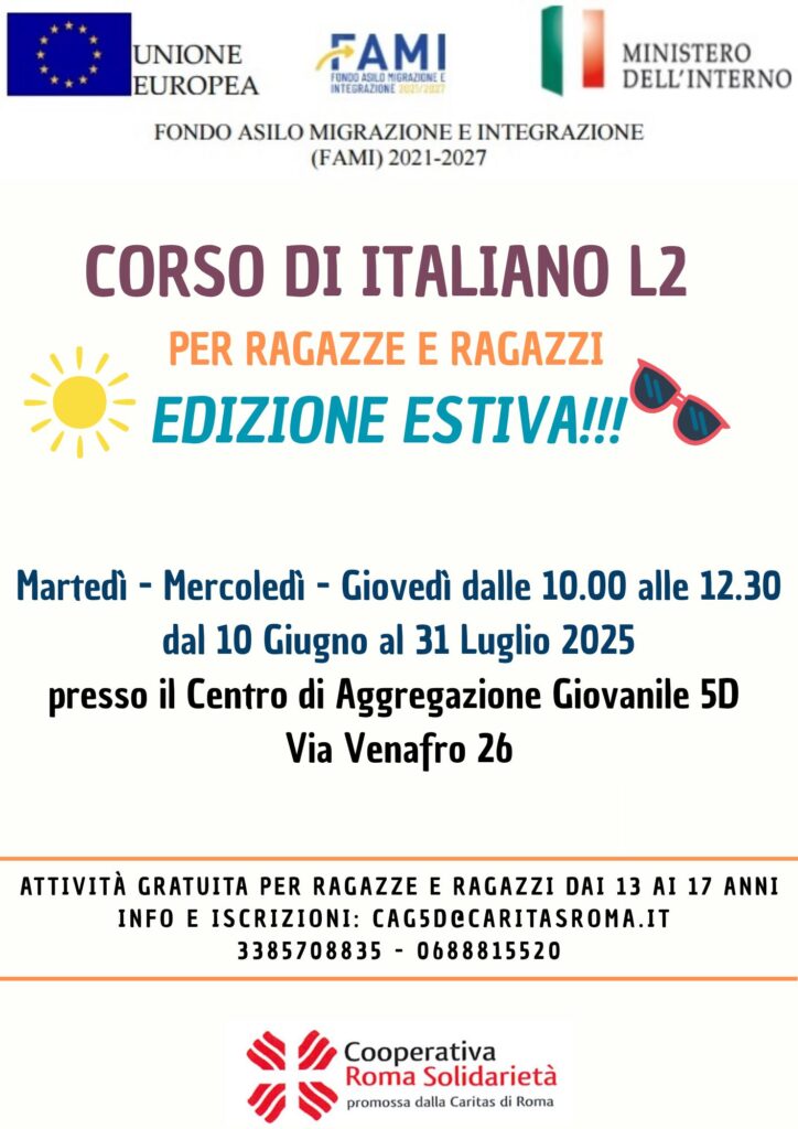 Locandina corso di italiano Cag 5D